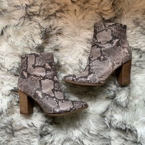 Carlos Santana Snakeskin Print Booties